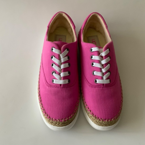 UGG AUSTRALIA EYAN II PINK AZALEA CANVAS BOAT STYLE SNEAKERS Trainers Flat Shoes - Picture 10 of 16
